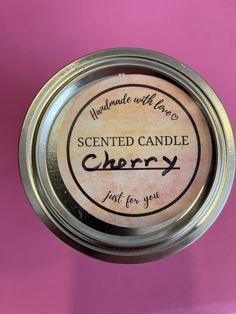 Cherry Scented Tin Candle - Pink